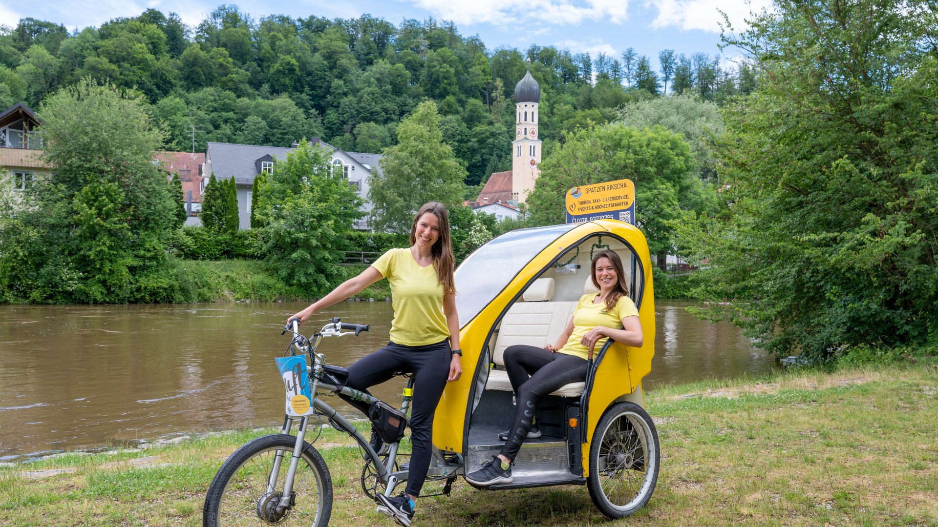 Die Spatzenrikscha in Wolfratshausen in Aktion, © Tom Hirschmann Die Spatzenrikscha in Wolfratshausen in Aktion, © Tom Hirschmann
