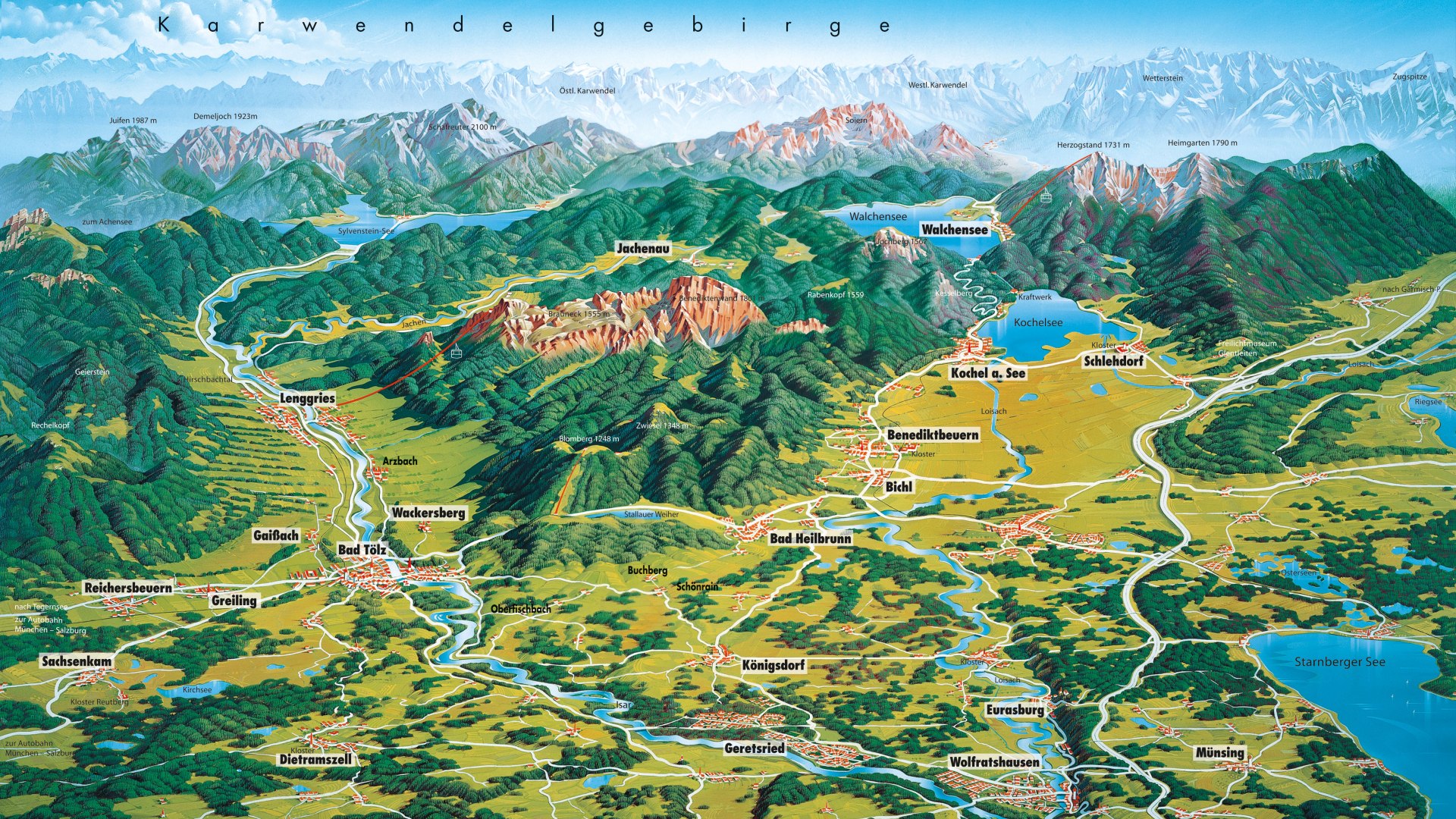 Panoramakarte Tölzer Land Panoramakarte Tölzer Land