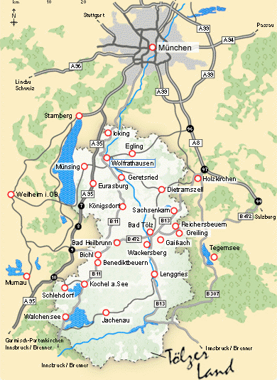 Die Städte und Gemeinden im Tölzer Land